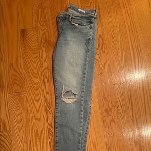 Frame Denim Sky Blue Ripped Skinny Jeans